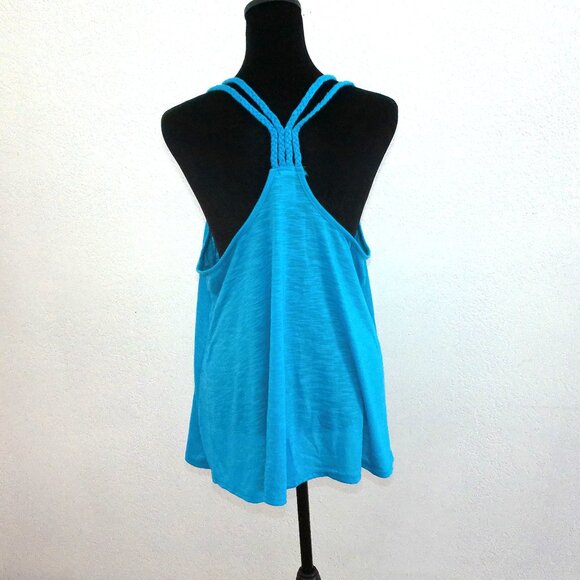 No boundaries, Blue palm trees tank top, with braided straps design. - Picture 4 of 10